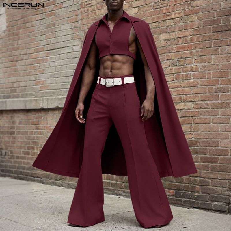 Mens Fashion Streetwear - INCERUN Mannen Sets Effen Kleur Revers