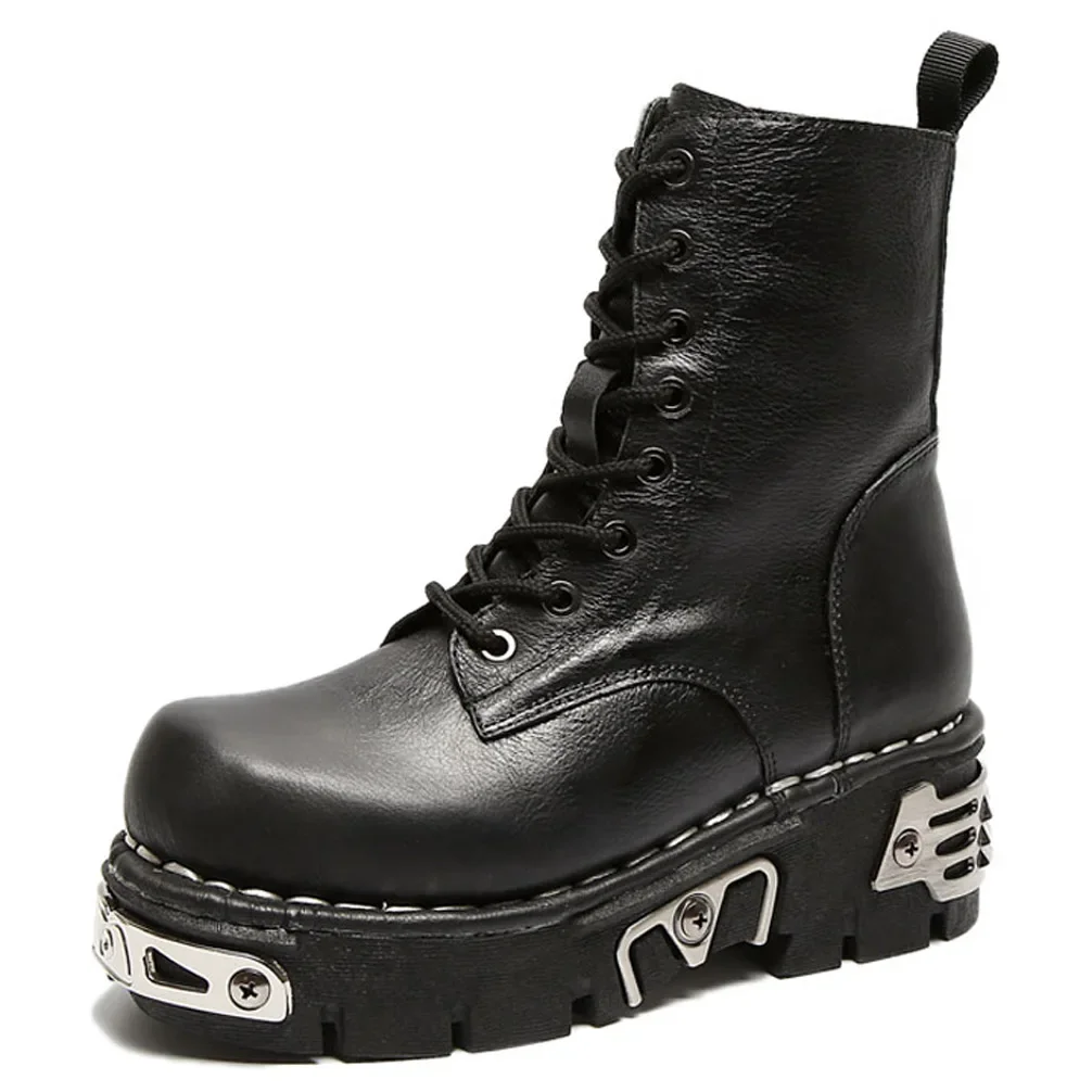 Mens Fashion Combat Boots - Nieuwe mode punk heren lederen motorlaarzen