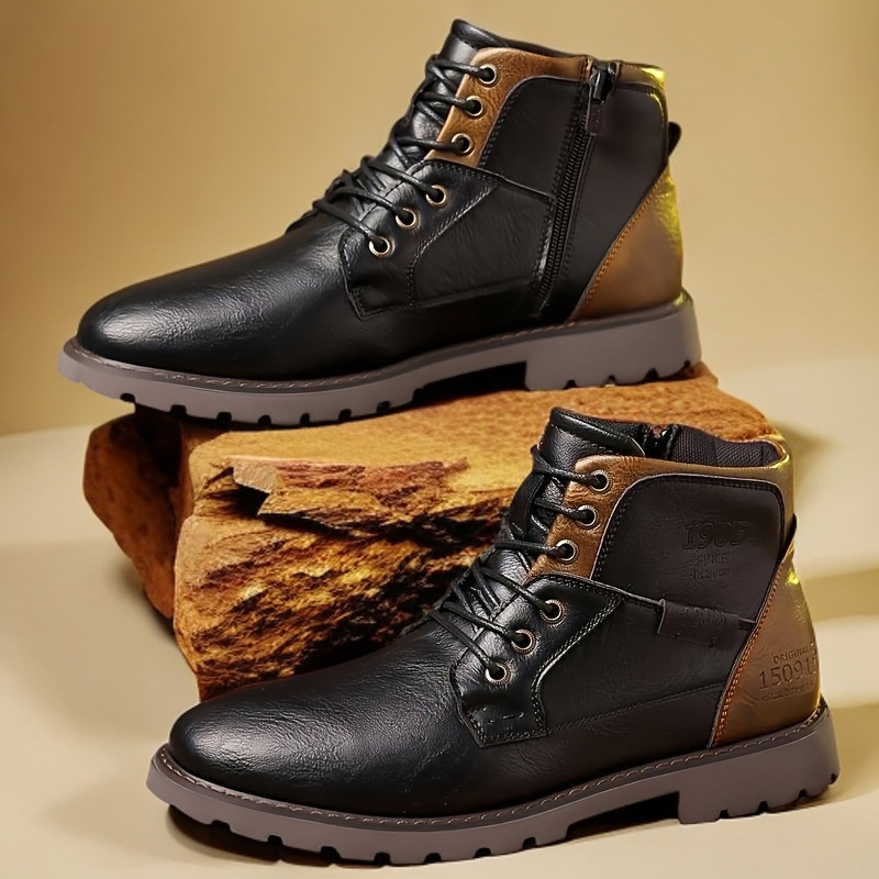 Mens Fashion Combat Boots - Leren heren enkellaarzen Grote maten hoge