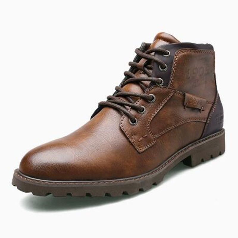 Mens Fashion Combat Boots - Leren heren enkellaarzen Grote maten hoge