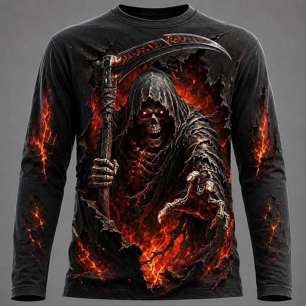 Men'S Fashion 2025 - Halloween Heren 3D Grafisch Geprint Langarm