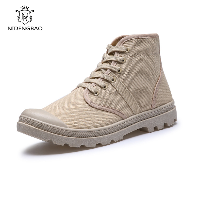 Mens Fashion Combat Boots - Mannen Laarzen Nieuwe Casual Canvas Schoenen
