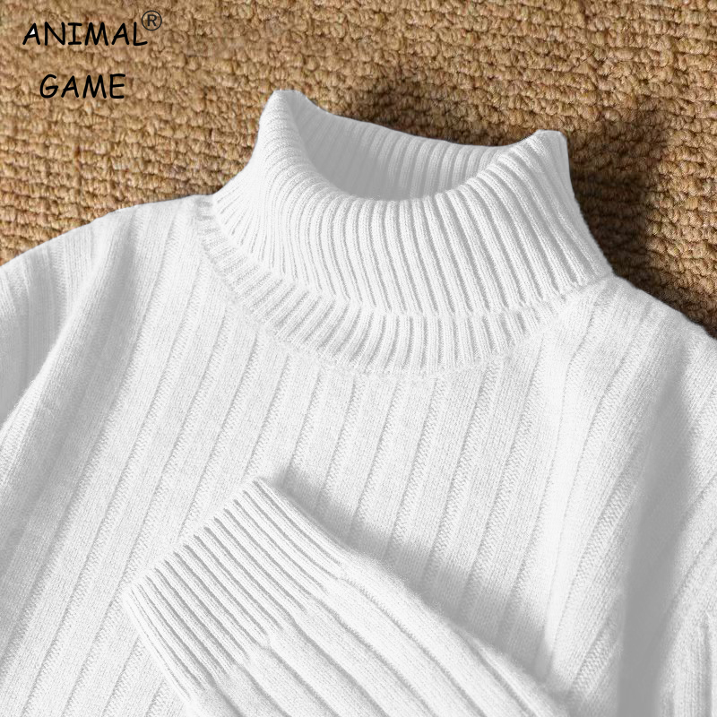 Turtleneck Sweater Men - Animal Game Heren Lange Coltrui Strepen