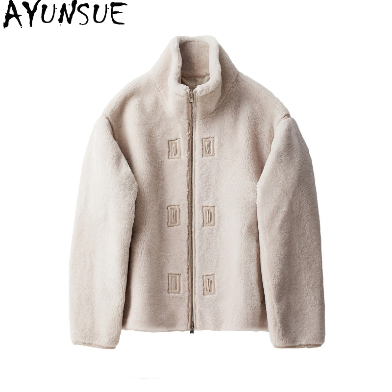 Mens Fashion Winter 2025 - Ayunsue Natuurlijke Merino Schapen Shearling Jas