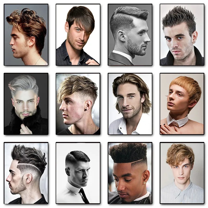 Men Fashion Hair Style - Mode Man Kapsel Model Kappersaffiche Mannelijk