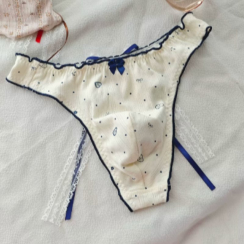 Men'S Fashion Underwear - Japanse Nieuwe Zoete Bloemige Strik Cross-dressing