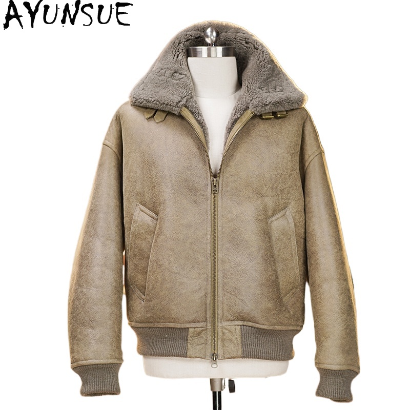 Mens Fashion Winter 2025 - AYUNSUE High-end Natuurlijke Bontjas Mannen Winter