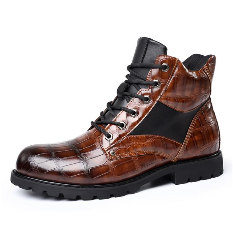 Mens Fashion Zapatos - Luxe merk herenlaarzen rasterpatroon vierkante hak