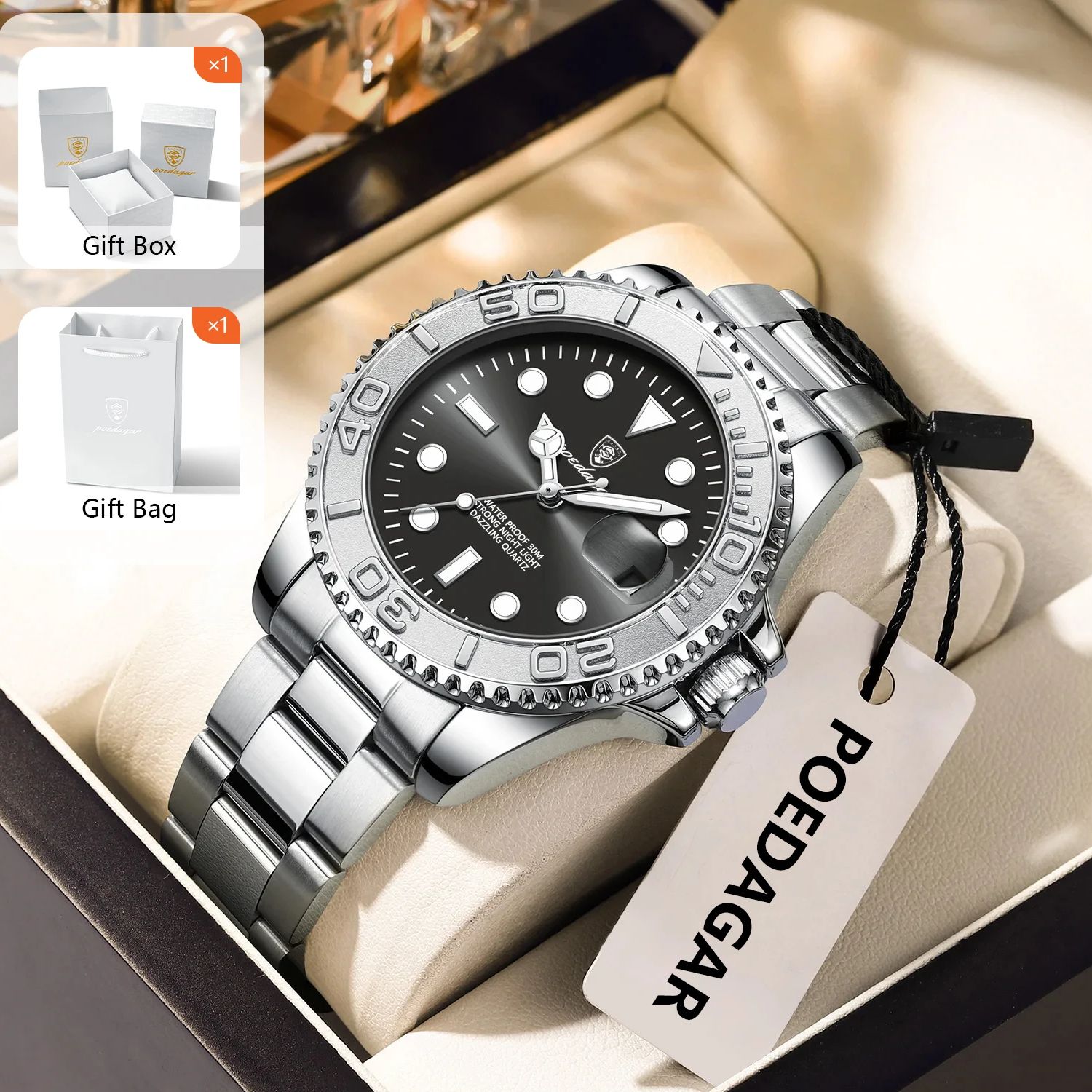 Mens Fashion Bracelet - POEDAGAR Trendy Sport Man Horloge Lichtgevend