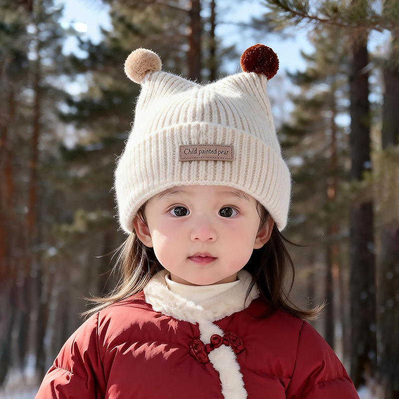 Beanie Winter Hat - 1-4Year Baby Gebreide Muts Leuke Dubbele