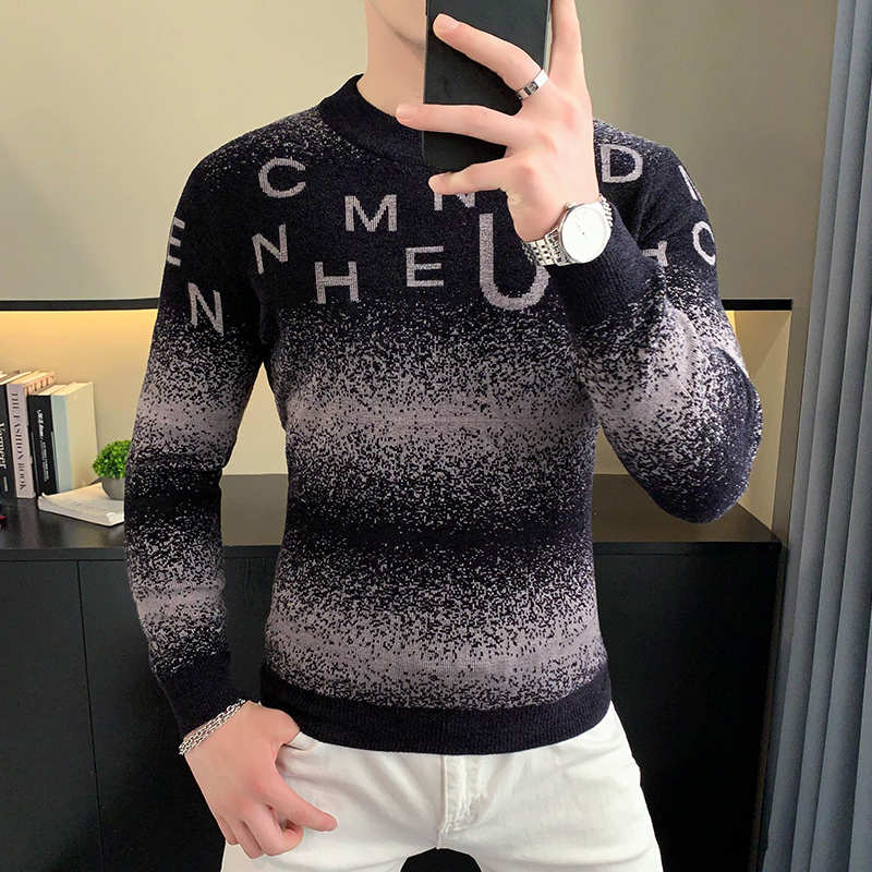 Turtleneck Sweater Men - Koreaanse Letter Jacquard Fluwelen Trui Voor