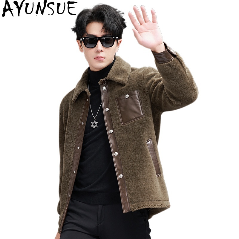 Mens Fashion Winter 2025 - AYUNSUE 100% Wollen Jas voor Mannen