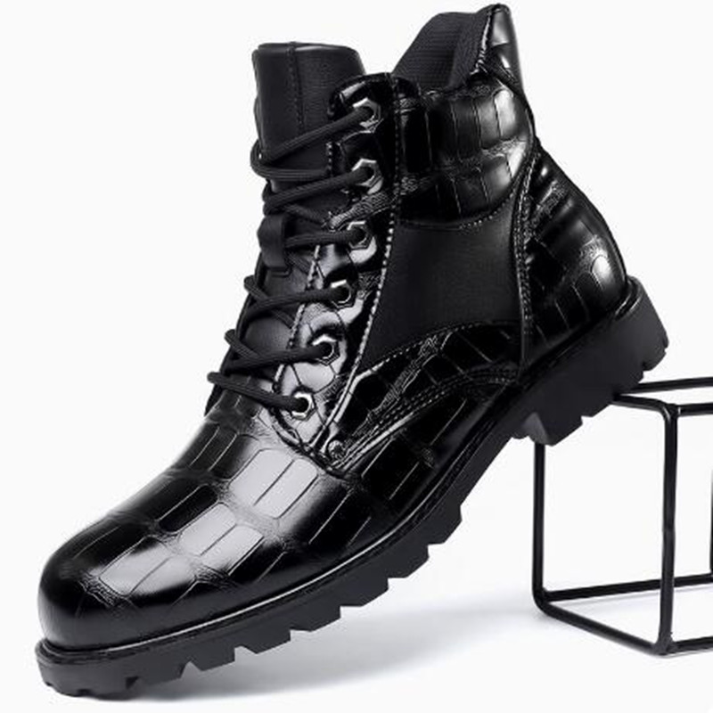 Mens Fashion Zapatos - Merk Heren Laarzen Rasterpatroon Vierkante Hak