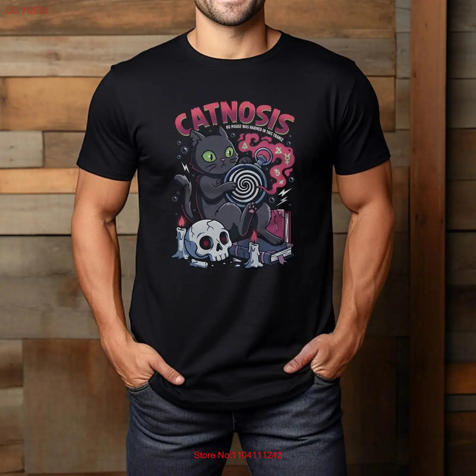 Men'S Fashion Everyday - Catnosis Black Cat Hypnose Magic Skull
