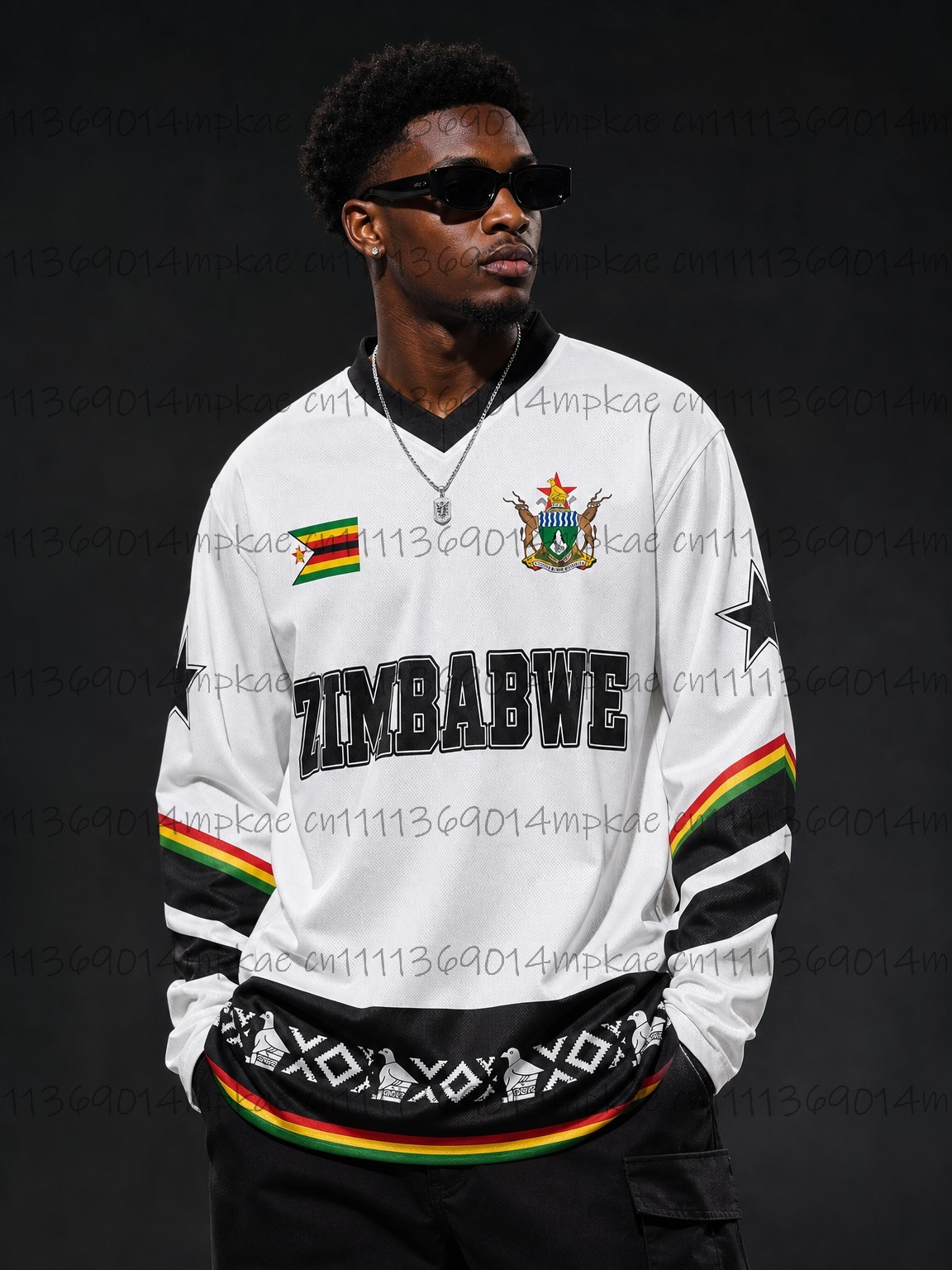 Men'S Fashion T Shirts - Herfst Zimbabwe Etnische Streetstyle Geprinte Heren