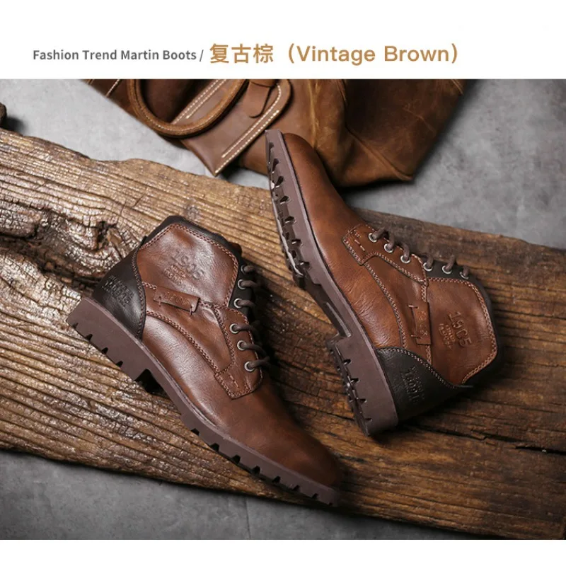 Leren heren enkellaarsjes Grot - Mens Fashion Combat Boots recensie en prijs