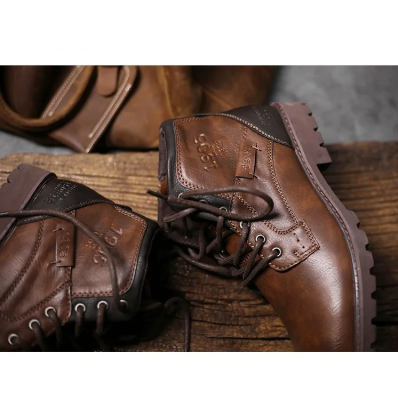 Leren heren enkellaarsjes Grot - Mens Fashion Combat Boots recensie en prijs