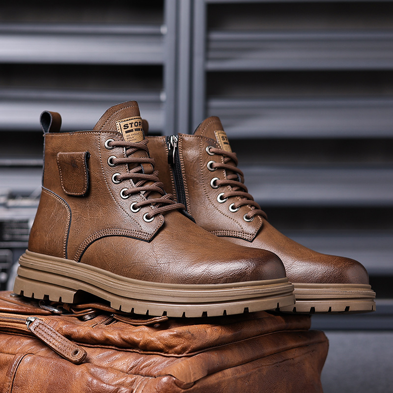 Bruine vintage leren combatlaa - Mens Fashion Combat Boots recensie en prijs