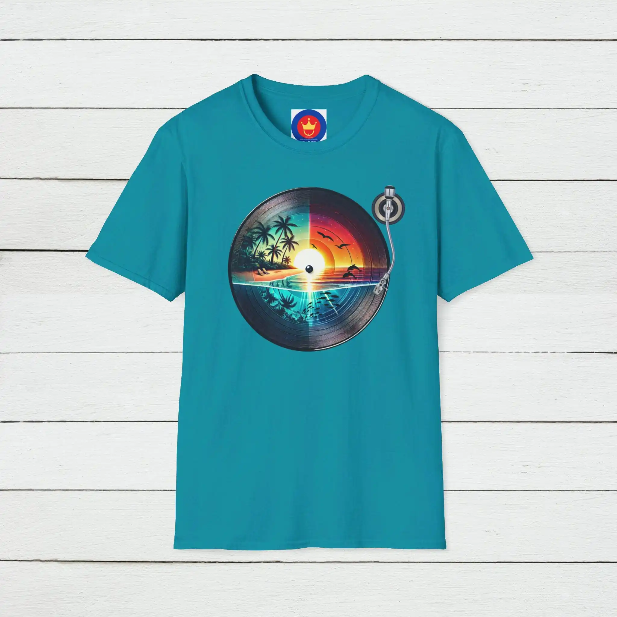 Retro strand vinyl T-shirt vin - Men'S Fashion 70S recensie en prijs