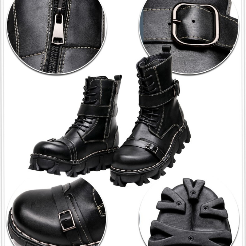 Mode heren lederen motorlaarze - Mens Fashion Combat Boots recensie en prijs