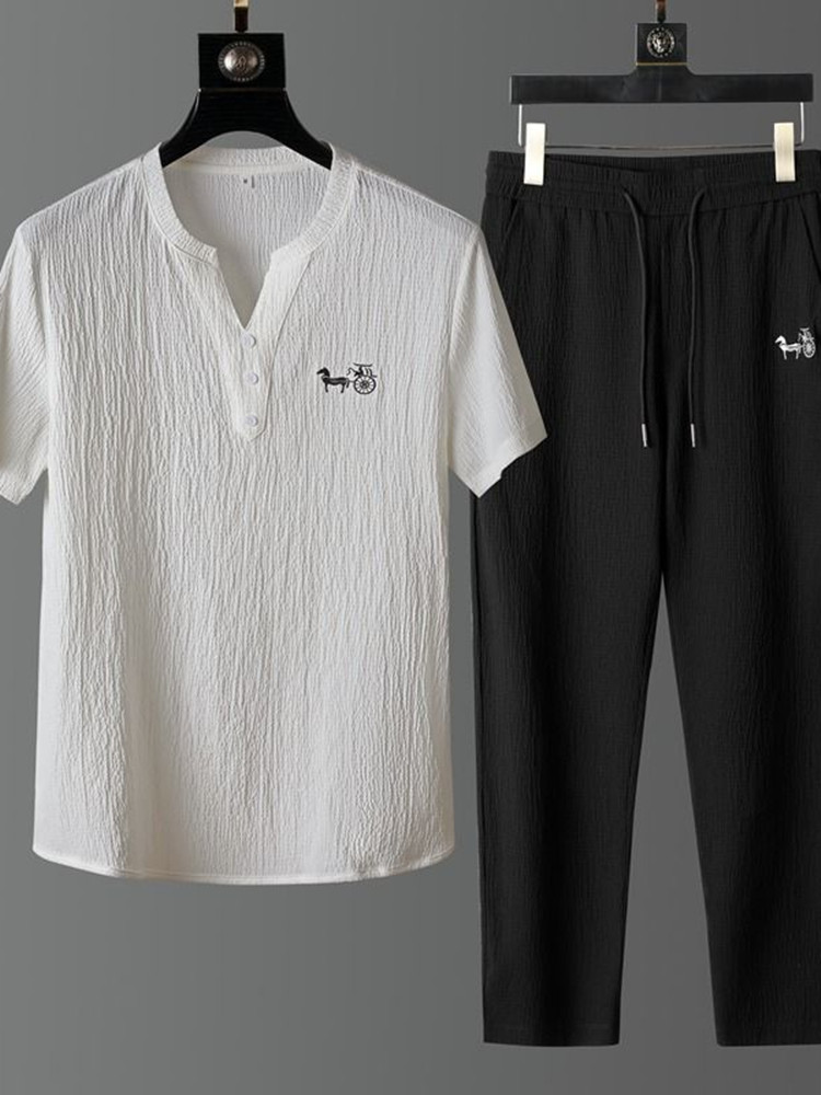 Nieuwe zomermode trendy linnen - Men'S Fashion V Neck T Shirts recensie en prijs