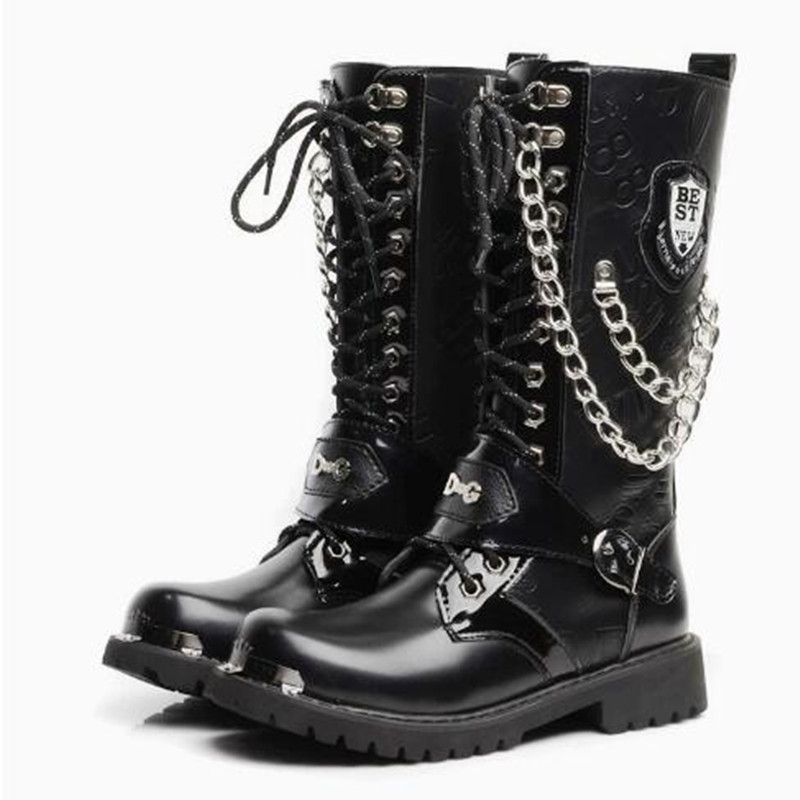 Mode Heren Motorlaarzen Halfho - Mens Fashion Combat Boots recensie en prijs