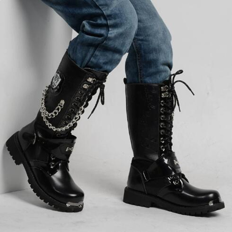 Mode Heren Motorlaarzen Halfho - Mens Fashion Combat Boots recensie en prijs